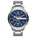 Armani Exchange Watch for Men, Quartz Chronograph Movement, 46 mm Silver Stainless Steel Case with a Stainless Steel Strap, AX2155