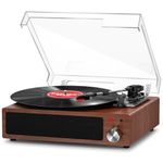 FYDEE Vinyl Record Player, Bluetooth Vintage Turntable with Built-in Dual Stereo Speakers, 3-Speed 33/45/78 RPM Retro LP Player Supports AUX Input, RCA Output, Portable Home Audio Decor, Mahogany