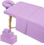 4 Set Microfiber Massage Table Sheets,Each Set 3 Piece Include Massage Table Cover,Fitted Sheet and Face Rest Cover,Fits Standard Massage Table Sheets for Salon Spa Massage Studios-Purple