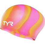 TYR Long Hair Silicone Cap, Orange/Pink, One Size