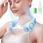 KJXIC Neck Fan with Mist,Foldaway Neck Fan with Mist,Personal Fan for Neck Wearable Hanging around,Cordless Neck Coolers for Female Male Kids Dad Mom Extremely Hot Weather Light Blue