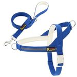 Plutus Pet Cotton Dog Harness and Lead Set, Reflective and Soft Padded, Quick Fit Vest Harness, for Small, Medium and Large Dogs, Royal Blue, XS