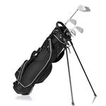 GYMAX Golf Stand Bag, Professional Golf Club Bag with 4 Way Divider, 4 Storage Pockets and Adjustable Shoulder Strap, Waterproof Golf Carry Bag for Men & Women (Black)