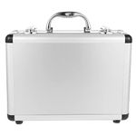 DOITOOL Silver Aluminum Briefcase with Lock, Aluminum Briefcase for Men or Women, Metal Hard Case with Foam for Travelers Luggage Craftsman Travel Cash (12.5x9x4.3 Inch)