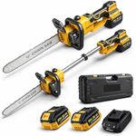 VTH 12 Inch Cordless Electric Chainsaw with Extension Pole, 21V Battery Powered Brushless Pole Saw, 2x 4.0Ah Batteries & Charger, Portable Mini Chainsaw for Tree Trimming Wood Cutting Pruning
