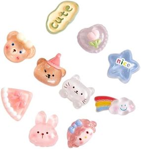 40 Pcs Mixed Resin Charms Cute Set, Flatback Slime Charms Bulk for Crafts Ornament Scrapbooking with Self Adhesive Stickers for Handcraft DIY Hair Accessories