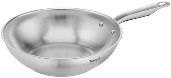 Tefal Virtuoso Wokpfanne Induktion 28 cm, unversiegelt, gebürstetes Finish, backofengeeignet bis zu 250°C, für alle gänigen Herdarten geeignet, hochwertiger Premium-Edelstahl, E49219