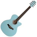 TIGER ACG1-LBL-SM Acoustic Steel String Guitar - Matte Baby Blue - Full Size Small Body Parlour Guitar for Ages 12+