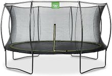 EXIT Toys Silhouette Trampoline - 14ft - Big Round Outdoor Trampoline for Kids - Includes Safety Net and Feet Safety System - Competitively Priced - Safe Entry - Great Jumping Power - Black