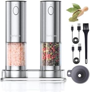 Variglas Salz und Pfeffermühlen Elektrische 2er Set mit USB Wiederaufladbarer,Verbesserte große Kapazität Gewürzmühle elektrisch,Einstellbare Grobheit,LED-Licht(01S)