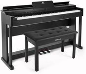 Digital Piano 88 Weighted Keys Hammer Action with Piano Bench, 88 Key Piano Keyboard Fully Weighted, Electric Piano Keyboard 88 Keys with 3 Pedals, Built-In Speakers, USB/MIDI, Furniture Stand (Black)
