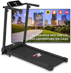 YM Tapis Roulant Elettrico Pieghevole Salvaspazio 1-12 km/m NEXT 2000 LOG, Telaio Rinforzato, Compatto, Bluetooth, APP Kinomap Zwift Bitgym, Porta Tablet, Brand Italiano, Garanzia e Assistenza ITALIA