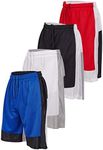 Starting 5 Mens Basketball Shorts with Pockets, Active Athletic Performance Gym Workout Shorts for Men Workout Shorts, 4 Pack, Red/White/Black/Royal, X-Large