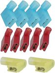 Lala Smill 100 pcs 1/4" Nylon Flag Spade,Female Insulated Quick Disconnects Electrical Flag Connector Terminal 22-18 18-14 12-10 Gauge Red Blue Yellow