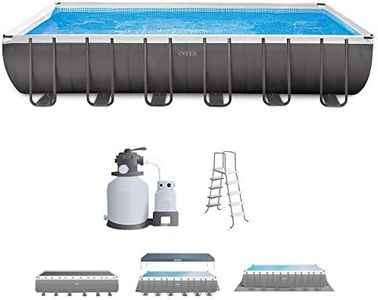 Intex 24ft X 12ft X 52in Ultra Frame Rectangular Pool Set with Sand Filter Pump, Ladder, Ground Cloth & Pool Cover