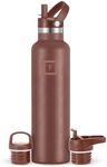 IRON °FLASK Camping & Hiking Hydration Canteens - 3 Lids (Narrow Straw/Spout Lid) Leak Proof Vacuum Insulated Stainless Steel - Hot & Cold Double Walled Sports Water Bottle