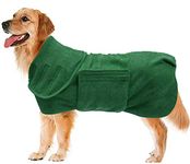 Geyecete Dog Drying Coats-dog towels absorbent robe Dry Fast Dog Bag-Dog Bathrobe Towel-Microfibre Fast Drying Super Absorbent Pet Dog Cat Bath Robe Towel-Green-XL