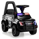 OLAKIDS Ride On Push Police Car, Toddler Foot-to-Floor Sliding Toy with Steering Wheel, Megaphone, Horn, Headlights, Under Seat Storage, Kids Racer Walking Gift for Boys Girls 3+ Years Old (Black)