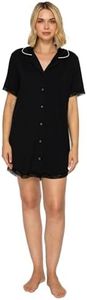 Studio Badgley Mischka Yummy Jersey Notched Collar Sleep Dress Nightgown Black