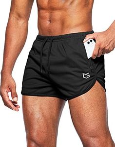 G Gradual Men's Running Shorts 3 Inch Quick Dry Gym Athletic Jogging Shorts with Zipper Pockets, Black, Large