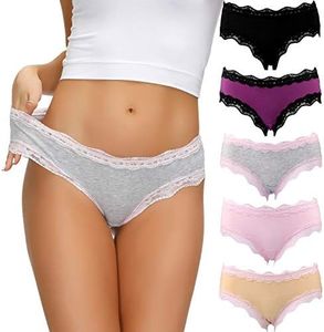 LYYTHAVON Women’s Underwear Soft Breathable Cotton Brief Ladies Panties 5-Pack, Multicolored D,5 Pack, Large