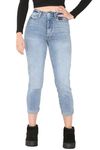 Ex M&S Mom Jeans High Waisted for Women UK, Ladies Ankle Grazer Relaxed Fit Jean Dark Blue