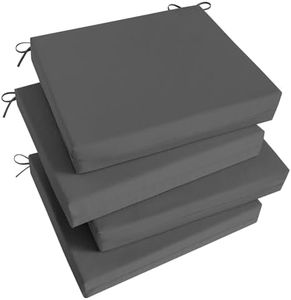 Basic Beyond Outdoor Chair Cushions Set of 4, Square Corner Outdoor Cushions for Patio Furniture, Water Resistant Patio Chair Cushions with 2 Ties, 18.5x16x3, Charcoal Grey