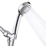 Shower head, Aen Art 3.3inches Chrome Finished High Pressure Handheld Shower Head, 3-Settings Luxury Rainfall Spa Detachable Shower Set with 5Ft Hose Bracket Teflon Washer