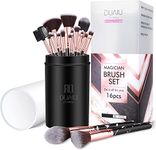 Makeup Brushes Set DUAIU 16PCS Vegan Synthetic Make up Brushes Foundation Eyeshadow Concealer Eyebrow Black Marble Brush Set With Makeup Brush Holder and Gift Box