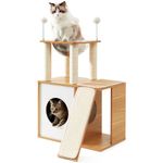 Made4Pets Cat Tree for Indoor Cats, Modern Cat Tower Tall for Large Cats Kitten, Wood Kitty Condo Climbing Furniture Heavy Duty, Vesper Cute Castle with Scratching Post and Ramp