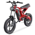 Ealirie Electric Bike 20 * 4" Fat Tire Range 40-80KM, 15Ah Winter Snow Beach Hill Mountain Electric Bicycle, Dual Disc Brakes & Sextuple Suspension for Adults Teens b6 ebike