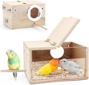 TiereCare Parakeet Nesting Box - Visual Wooden Bird Nest Breeding Box - Bird Cage House with Perch for Lovebirds Cockatiel Budgie Finch Parrot