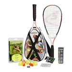 Speedminton S900 Set - Original speed badminton / crossminton Professional set with 2 carbon rackets incl. 5 Speeder, playing field, bag