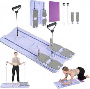 Pilates Reformer Board Set - 2025 Foldable 8-in-1 Pilates Machine for Full Body Workouts, Ab Core Trainer with Resistance Bands, Portable Home Pilates Equipment for Women & Men (Purple)