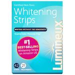 Oral Essentials Lumineux Teeth Whitening Strips- 21 Treatments Dentist Formulated and Certified Non Toxic - Sensitivity Free - NO Artificial Flavors, Colors, and SLS Free