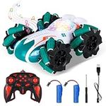 Yeauhwov Remote Control Cars for Kids, All Directional 360°Rotating RC Stunt Car with Cool Light & Music, 2.4GHz 4WD RC Car Toys for Boys 6-12, Christmas Birthday Gifts