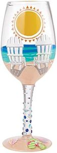 Enesco Designs by Lolita Sun on The Beach Artisan Hand-Painted Wine Glass, 1 Count (Pack of 1), Multicolor