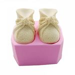 Huaifu Xiaolajiao 3D Knitted Baby Shoes Silicone Molds Fondant Baby Shower Molds Cake Decorating Sugarcraft Gumpaste Mould Candle Soap Craft Mold