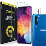 Cizerin [2+2 Pack] Tempered Glass Screen Protector for Samsung Galaxy A50 - and Camera Lens Protector - Anti-fingerprint - Shatter Proof - HD Clarity - Case Friendly - Gorilla Glass