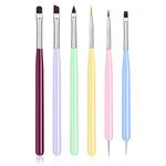 URAQT Nail Art Brushes Set, 6PCS Acrylic Nail Brush, Nail Art Pens Double Ended Nail Dotting Tools, Professional Manicure Drill Drawing Brush Nail Art Tools for DIY Nail Art Designs