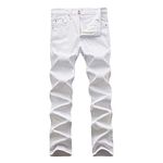 WULFUL Men's Slim Fit Skinny Stretch Comfy Denim Jeans Pants White