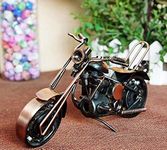 CrazyCrafts Metal Handmade Vintage Motor Bike Miniature 19 cm Long Big Decorative Show Piece, silver, metallic