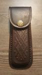 Brown Textured Leather Knife Sheath - Holds a Buck 110. 5" Case. Antique Snap