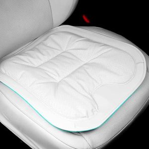 Ywooon Coussin de Siège de Voiture pour la Conduite, Coussin de Siège en Cuir Nappa de Confort de Qualité Supérieure, Coussin Ergonomique pour Siège de Voiture (Blanc, 1 Pièces)