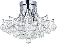 Dst Crystal Chandelier Ceiling Light, Modern Mini Flush Mount LED Chandelier Lights Chrome Pendant Lighting Fixture for Living Room, Dining Room, Bedroom, Hallway, Stairway, Lounge, Size D40cm H32cm