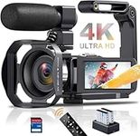 Camcorder 4K Video Camera 48MP 60FPS 18X Digital Zoom Camcorder WiFi IR Night Vision Vlogging Camera for YouTube 3.0'' IPS Touch Screen Camera Recorder with SD Card,2 Batteries and Remote Control