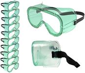 10 Pairs Durable Safety Airsoft Goggles Anti Fog Scratch Proof Chemical Splash Resistant For Professional Work or Personal Use Adjustable Eye Protection Over Spectacles Science Goggles (Green/Black)
