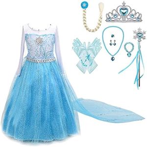 Dressy Daisy Snow Queen Princess Costume Dress Up with Cape Train & Accessories for Toddler Girls Halloween Birthday Party Fancy Outfit Size 3-4