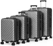 Apelila 4 Piece Hardshell Luggage Sets,Travel Suitcase,Carry On Luggage with Spinner Wheels Free Cover&Hanger Inside4PC (BLACK Wave)