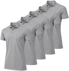 Galaxy by Harvic 5-Pack Men’s Short Sleeve Pique Polo Shirt Modern-Fit with Ribbed Collar and Breathable Cotton-Blend Fabric